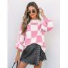 imageZESICA Womens 2025 Fall Fashion Turtleneck Long Sleeve Striped Ribbed Knit Loose Pullover Sweater TopsPinkplaid