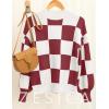 imageZESICA Womens 2025 Fall Fashion Turtleneck Long Sleeve Striped Ribbed Knit Loose Pullover Sweater TopsPlumplaid