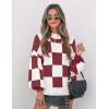 imageZESICA Womens 2025 Fall Fashion Turtleneck Long Sleeve Striped Ribbed Knit Loose Pullover Sweater TopsPlumplaid
