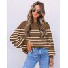 imageZESICA Womens 2025 Fall Fashion Turtleneck Long Sleeve Striped Ribbed Knit Loose Pullover Sweater TopsTan