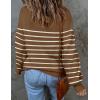 imageZESICA Womens 2025 Fall Fashion Turtleneck Long Sleeve Striped Ribbed Knit Loose Pullover Sweater TopsTan