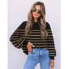 imageZESICA Womens 2025 Fall Fashion Turtleneck Long Sleeve Striped Ribbed Knit Loose Pullover Sweater TopsTaupe