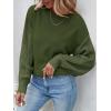 imageZESICA Womens 2025 Fall Long Sleeve Crew Neck Solid Color Cable Knit Chunky Casual Oversized Pullover Sweater TopsArmygreen