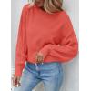 imageZESICA Womens 2025 Fall Long Sleeve Crew Neck Solid Color Cable Knit Chunky Casual Oversized Pullover Sweater TopsCoral