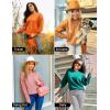 imageZESICA Womens 2025 Fall Long Sleeve Crew Neck Solid Color Cable Knit Chunky Casual Oversized Pullover Sweater TopsKhaki