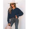imageZESICA Womens 2025 Fall Long Sleeve Crew Neck Solid Color Cable Knit Chunky Casual Oversized Pullover Sweater TopsNavy