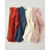 imageZESICA Womens 2025 Fall Long Sleeve Crew Neck Solid Color Cable Knit Chunky Casual Oversized Pullover Sweater TopsPurple
