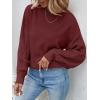 imageZESICA Womens 2025 Fall Long Sleeve Crew Neck Solid Color Cable Knit Chunky Casual Oversized Pullover Sweater TopsWine