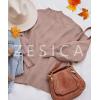 imageZESICA Womens Casual Turtleneck Long Lantern Sleeve Fall 2025 Oversized Ribbed Knit Pullover Sweater Jumper TopAlmond