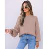 imageZESICA Womens Casual Turtleneck Long Lantern Sleeve Fall 2025 Oversized Ribbed Knit Pullover Sweater Jumper TopAlmond