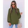 imageZESICA Womens Casual Turtleneck Long Lantern Sleeve Fall 2025 Oversized Ribbed Knit Pullover Sweater Jumper TopArmygreen