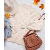 imageZESICA Womens Casual Turtleneck Long Lantern Sleeve Fall 2025 Oversized Ribbed Knit Pullover Sweater Jumper TopBeige