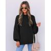 imageZESICA Womens Casual Turtleneck Long Lantern Sleeve Fall 2025 Oversized Ribbed Knit Pullover Sweater Jumper TopBlack