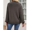 imageZESICA Womens Casual Turtleneck Long Lantern Sleeve Fall 2025 Oversized Ribbed Knit Pullover Sweater Jumper TopCoffee