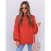imageZESICA Womens Casual Turtleneck Long Lantern Sleeve Fall 2025 Oversized Ribbed Knit Pullover Sweater Jumper TopFirered