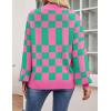 imageZESICA Womens Casual Turtleneck Long Lantern Sleeve Fall 2025 Oversized Ribbed Knit Pullover Sweater Jumper TopGreenplaid