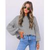 imageZESICA Womens Casual Turtleneck Long Lantern Sleeve Fall 2025 Oversized Ribbed Knit Pullover Sweater Jumper TopGrey