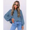 imageZESICA Womens Casual Turtleneck Long Lantern Sleeve Fall 2025 Oversized Ribbed Knit Pullover Sweater Jumper TopGreyblue