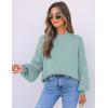 imageZESICA Womens Casual Turtleneck Long Lantern Sleeve Fall 2025 Oversized Ribbed Knit Pullover Sweater Jumper TopLake