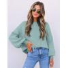 imageZESICA Womens Casual Turtleneck Long Lantern Sleeve Fall 2025 Oversized Ribbed Knit Pullover Sweater Jumper TopLake