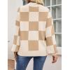 imageZESICA Womens Casual Turtleneck Long Lantern Sleeve Fall 2025 Oversized Ribbed Knit Pullover Sweater Jumper TopLightkhakiplaid