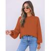 imageZESICA Womens Casual Turtleneck Long Lantern Sleeve Fall 2025 Oversized Ribbed Knit Pullover Sweater Jumper TopMaple