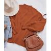 imageZESICA Womens Casual Turtleneck Long Lantern Sleeve Fall 2025 Oversized Ribbed Knit Pullover Sweater Jumper TopMaple
