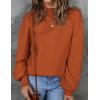 imageZESICA Womens Casual Turtleneck Long Lantern Sleeve Fall 2025 Oversized Ribbed Knit Pullover Sweater Jumper TopMaple