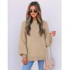 imageZESICA Womens Casual Turtleneck Long Lantern Sleeve Fall 2025 Oversized Ribbed Knit Pullover Sweater Jumper TopOatmeal