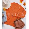 imageZESICA Womens Casual Turtleneck Long Lantern Sleeve Fall 2025 Oversized Ribbed Knit Pullover Sweater Jumper TopOrange