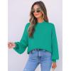 imageZESICA Womens Casual Turtleneck Long Lantern Sleeve Fall 2025 Oversized Ribbed Knit Pullover Sweater Jumper TopPeacock