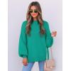imageZESICA Womens Casual Turtleneck Long Lantern Sleeve Fall 2025 Oversized Ribbed Knit Pullover Sweater Jumper TopPeacock