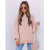 imageZESICA Womens Casual Turtleneck Long Lantern Sleeve Fall 2025 Oversized Ribbed Knit Pullover Sweater Jumper TopPink