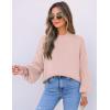 imageZESICA Womens Casual Turtleneck Long Lantern Sleeve Fall 2025 Oversized Ribbed Knit Pullover Sweater Jumper TopPink