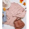imageZESICA Womens Casual Turtleneck Long Lantern Sleeve Fall 2025 Oversized Ribbed Knit Pullover Sweater Jumper TopPink