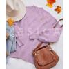 imageZESICA Womens Casual Turtleneck Long Lantern Sleeve Fall 2025 Oversized Ribbed Knit Pullover Sweater Jumper TopPurple