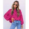 imageZESICA Womens Casual Turtleneck Long Lantern Sleeve Fall 2025 Oversized Ribbed Knit Pullover Sweater Jumper TopRoseblack