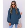 imageZESICA Womens Casual Turtleneck Long Lantern Sleeve Fall 2025 Oversized Ribbed Knit Pullover Sweater Jumper TopRoyalblue