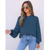 imageZESICA Womens Casual Turtleneck Long Lantern Sleeve Fall 2025 Oversized Ribbed Knit Pullover Sweater Jumper TopRoyalblue