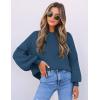 imageZESICA Womens Casual Turtleneck Long Lantern Sleeve Fall 2025 Oversized Ribbed Knit Pullover Sweater Jumper TopRoyalblue