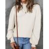 imageZESICA Womens Casual Turtleneck Long Lantern Sleeve Fall 2025 Oversized Ribbed Knit Pullover Sweater Jumper TopWhite
