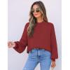 imageZESICA Womens Casual Turtleneck Long Lantern Sleeve Fall 2025 Oversized Ribbed Knit Pullover Sweater Jumper TopWine