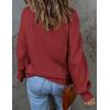 imageZESICA Womens Casual Turtleneck Long Lantern Sleeve Fall 2025 Oversized Ribbed Knit Pullover Sweater Jumper TopWine