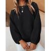 imageZESICA Womens Crew Neck Long Lantern Sleeve Fall 2025 Casual Loose Ribbed Knit Solid Soft Pullover Sweater TopsBlack