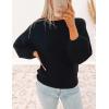 imageZESICA Womens Crew Neck Long Lantern Sleeve Fall 2025 Casual Loose Ribbed Knit Solid Soft Pullover Sweater TopsBlack