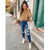 imageZESICA Womens Crew Neck Long Lantern Sleeve Fall 2025 Casual Loose Ribbed Knit Solid Soft Pullover Sweater TopsCamel
