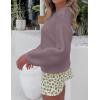 imageZESICA Womens Crew Neck Long Lantern Sleeve Fall 2025 Casual Loose Ribbed Knit Solid Soft Pullover Sweater TopsDarkviolet