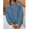 imageZESICA Womens Crew Neck Long Lantern Sleeve Fall 2025 Casual Loose Ribbed Knit Solid Soft Pullover Sweater TopsDustyblue
