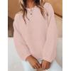 imageZESICA Womens Crew Neck Long Lantern Sleeve Fall 2025 Casual Loose Ribbed Knit Solid Soft Pullover Sweater TopsDustypink