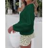 imageZESICA Womens Crew Neck Long Lantern Sleeve Fall 2025 Casual Loose Ribbed Knit Solid Soft Pullover Sweater TopsForestgreen